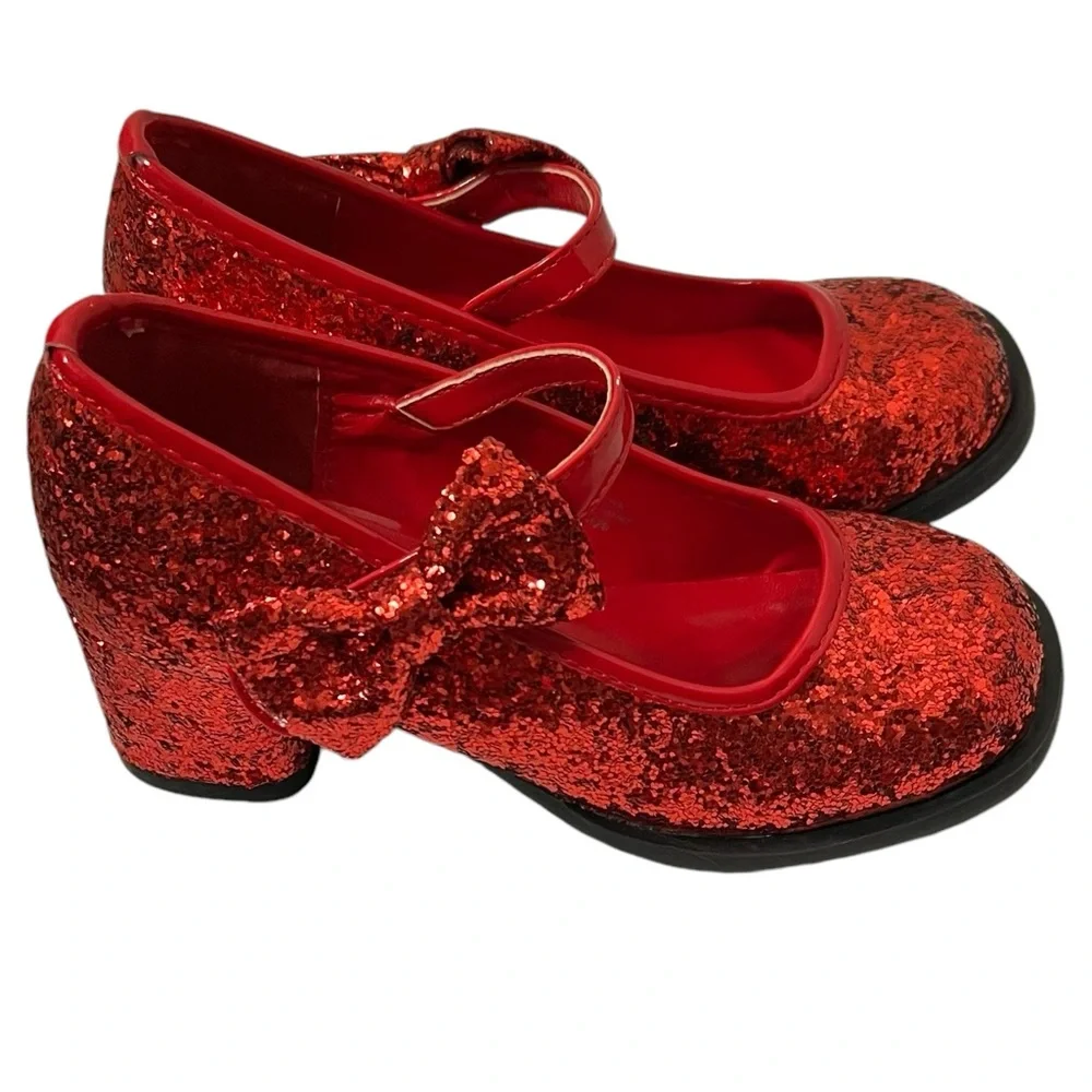 Ellie Shoes Mary Jane Red Sequined With Bow Size S 11/12 New In Box